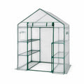 Serre de jardin maisonnette à 6 étagères en acier et polyéthylène transparent et vert, 143 × 143 × 195 cm