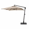 Parasol déporté rectangulaire 4 × 3 m en toile polyester beige avec structure en aluminium anthracite et socle noir