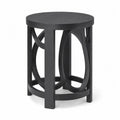 Table d’appoint ronde en MDF et hévéa massif noir Ø 45 × H 56 cm