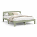 Cadre de lit double 160 × 200 cm en pin massif vert sauge avec tête de lit et sommier à lattes