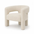 Fauteuil de salon en tissu bouclé blanc cassé, forme arrondie, 77 × 73 × 72 cm