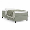 Lit continental 1 place en tissu vert sauge avec matelas et surmatelas, 90 × 200 × 60 cm